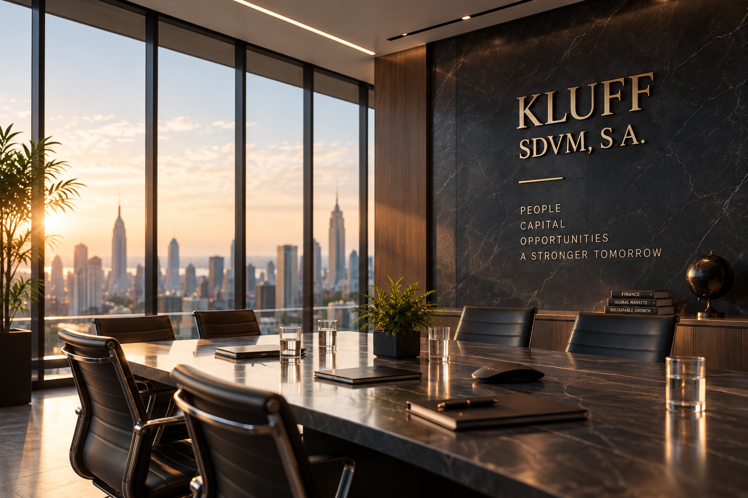 Sala de reuniões da KLUFF SDVM com vista para a cidade