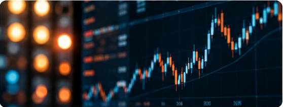Gráfico de negociação num ecrã de mercado